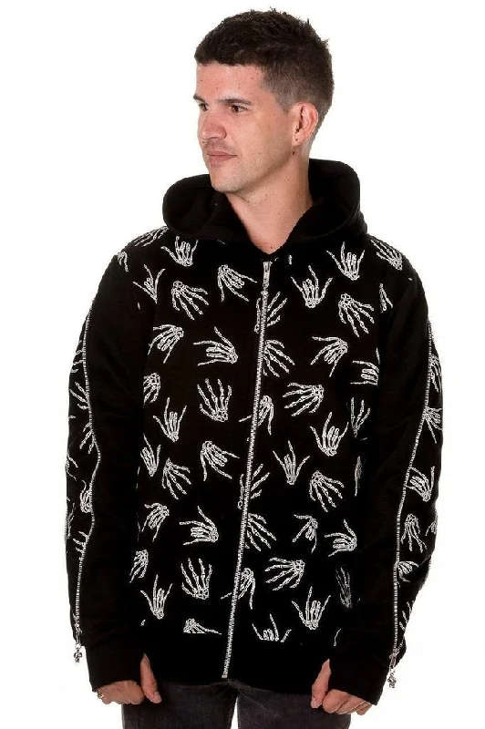 Men's adventure-ready hoodie-Black Skeleton Hands Hoodie