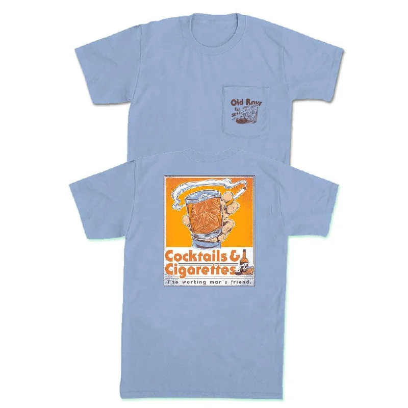 Men's beach t-shirt-Cocktails and Cigarettes Pocket Tee