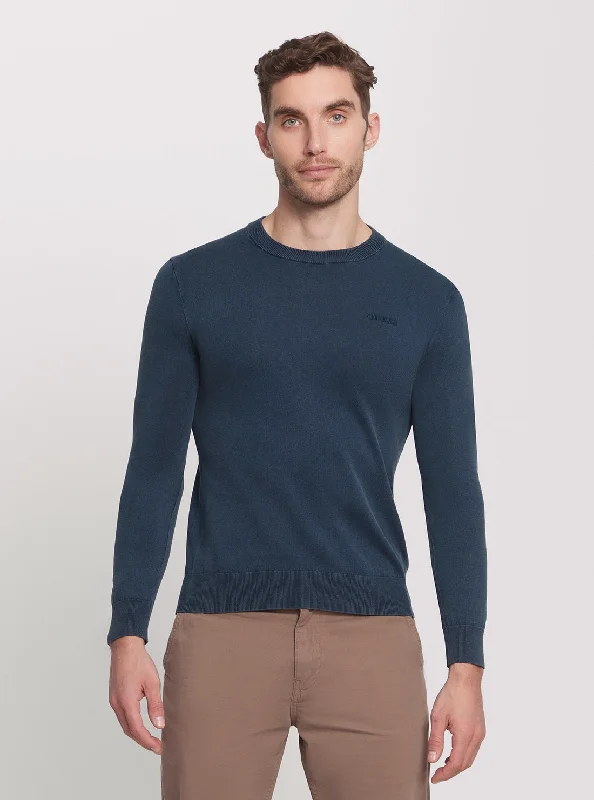 Men's slim fit sweatshirt-Blue Chesley Long Sleeve Knit Jumper