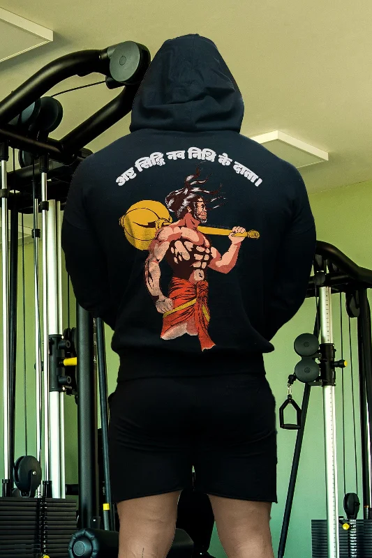 Men's antibacterial hoodie-THE SON OF ANJANA LORD HANUMAN HOODIE (BLACK)