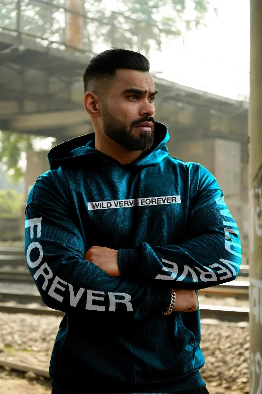 Men's quick-dry hoodie-WILD VERVE FOREVER OVERSIZED HOODIE (DARK TEAL)