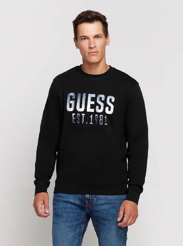 Men's insulated sweatshirt-Eco Black Beau Crew Neck Jumper