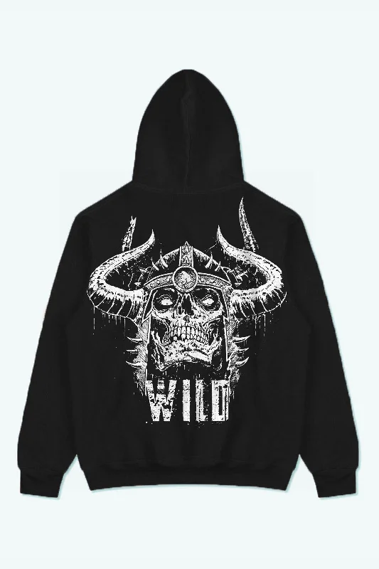 Men's gym-ready hoodie-WILD DEVIL "PREMIUM VINTAGE" HOODIE (BLACK)