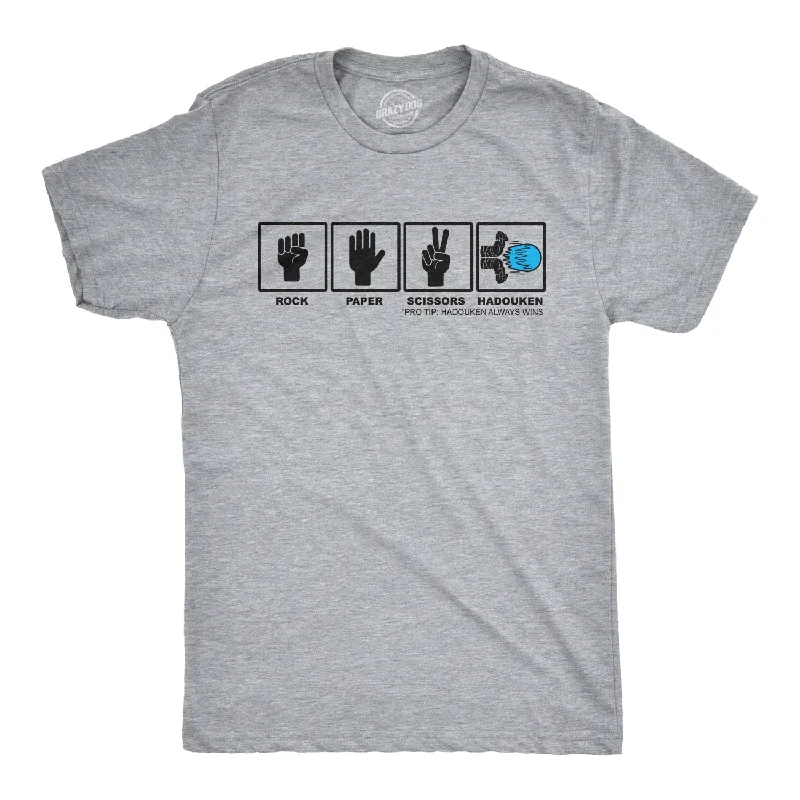 Men's gamer t-shirt-Rock Paper Scissors Hadouken Men's T Shirt