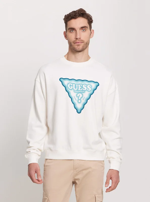 Men's zip-up sweatshirt-Guess Originals White Multi Jumper