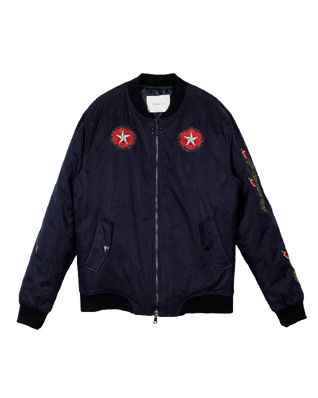 Men's antibacterial raincoat-Konus Men's Bomber Jacket With Embroidery