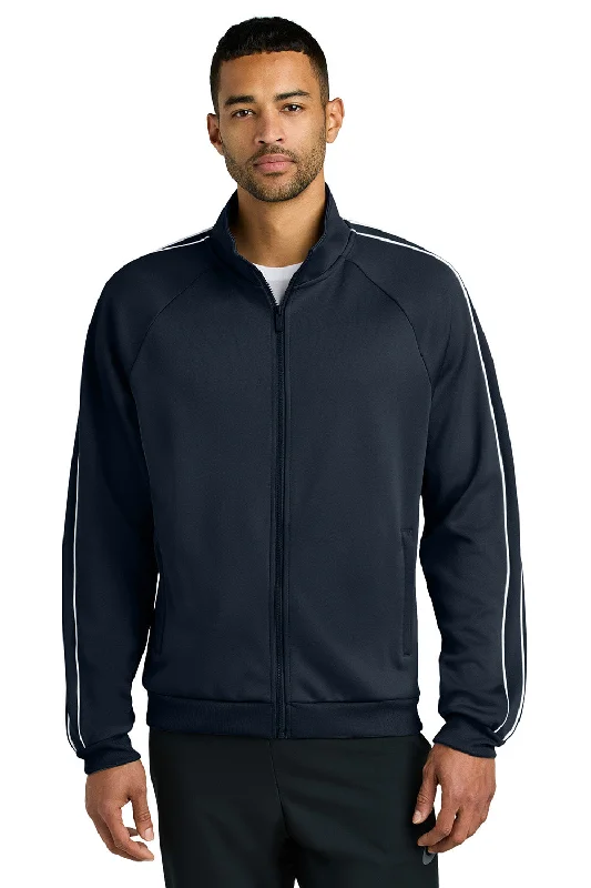 Men's relaxed fit utility jacket-Nike Mens Full Zip Track Jacket - Navy Blue - New