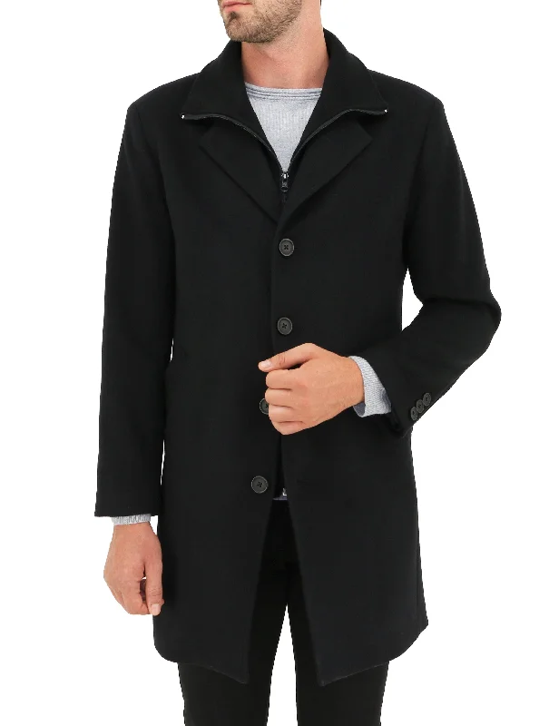 Men's sporty windbreaker-DANIEL HECHTER PROFILE 3/4 OVERCOAT BLACK WOOL