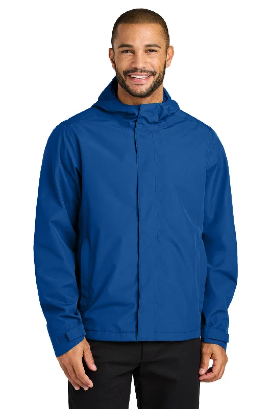 Men's gym performance windbreaker-Port Authority Mens C-FREE Water Resistant Full Zip Hooded Rain Jacket - True Royal Blue - New