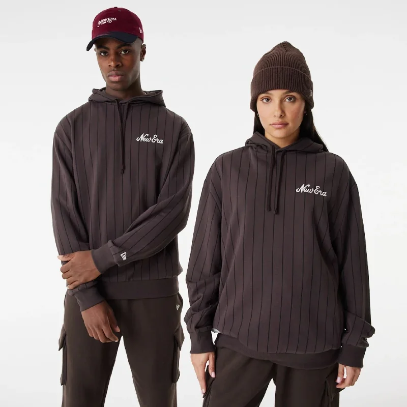 Men's fashion-forward hoodie-New Era Heritage Pinstripe Brown Oversized Hoodie