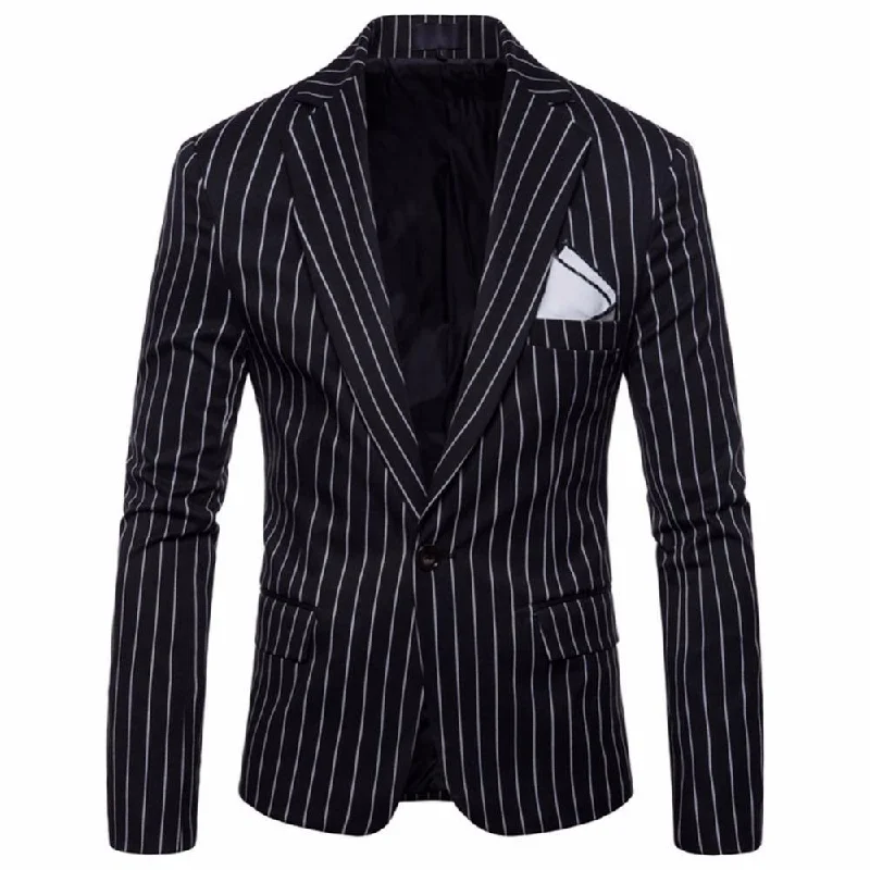 Men's sustainable softshell jacket-Men's Striped Blazer Casual Men's Blazer