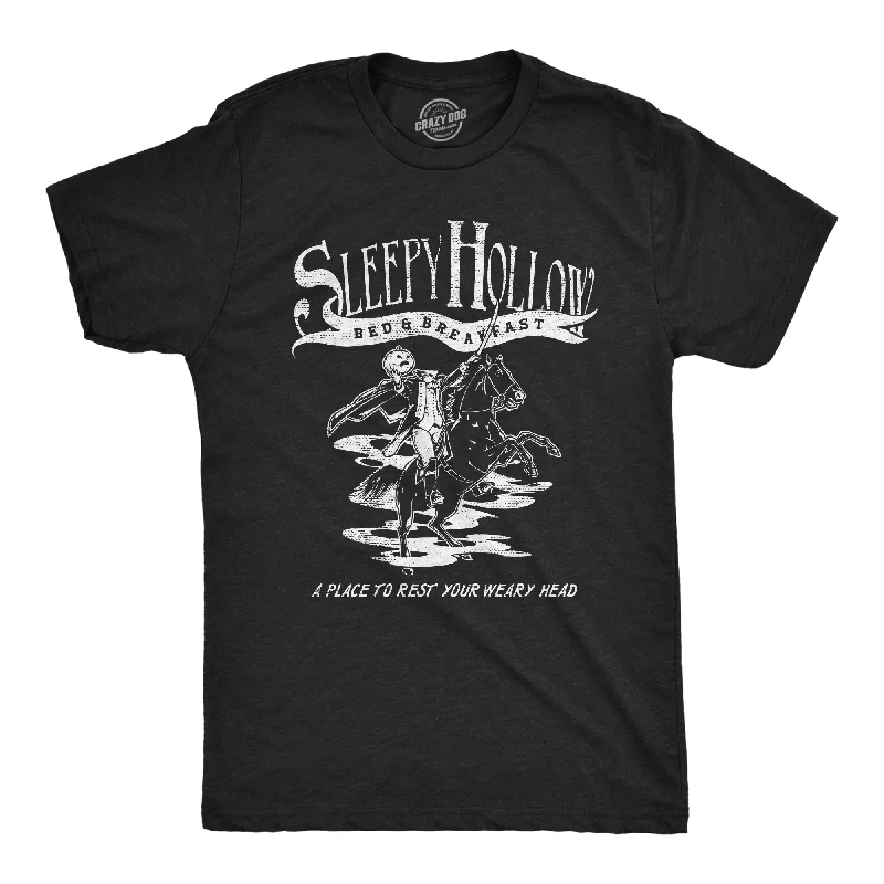 Men's superhero t-shirt-Sleepy Hollow Bed And Breakfast Men's T Shirt