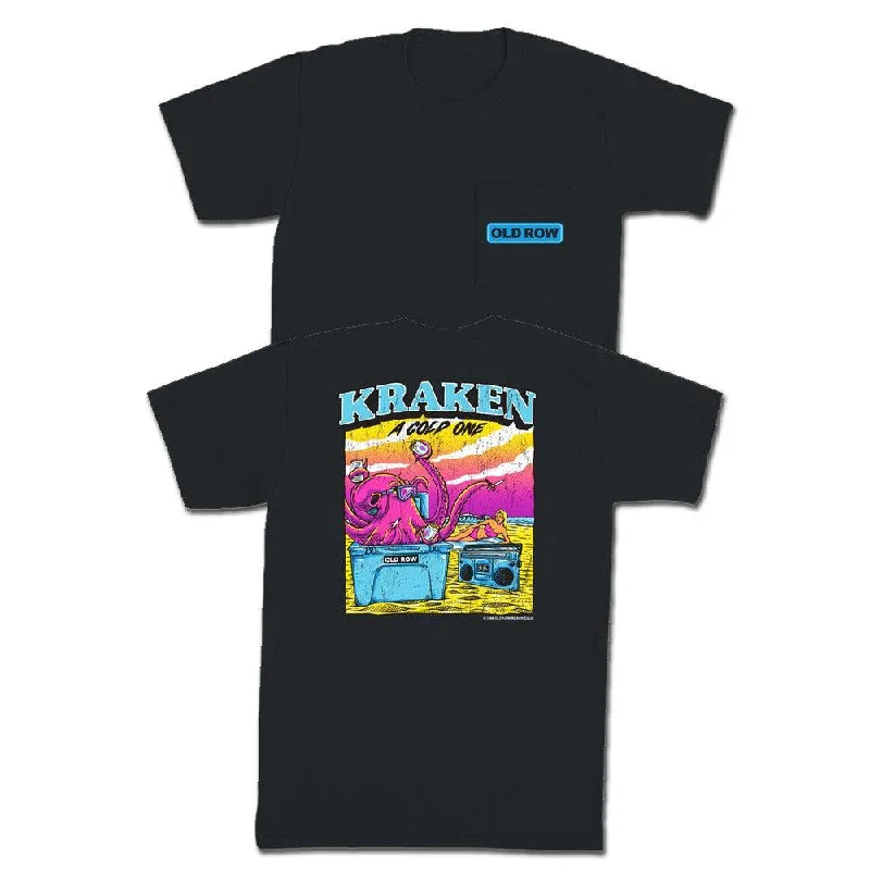 Men's polyester t-shirt-Kraken A Cold One Pocket Tee