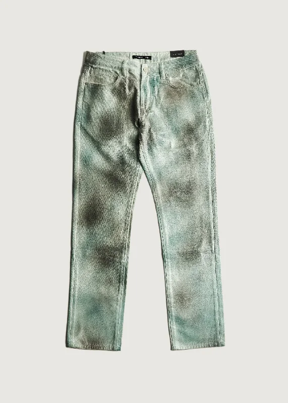 Men's comfortable travel pants-Karr Straight Denim (Seafoam)