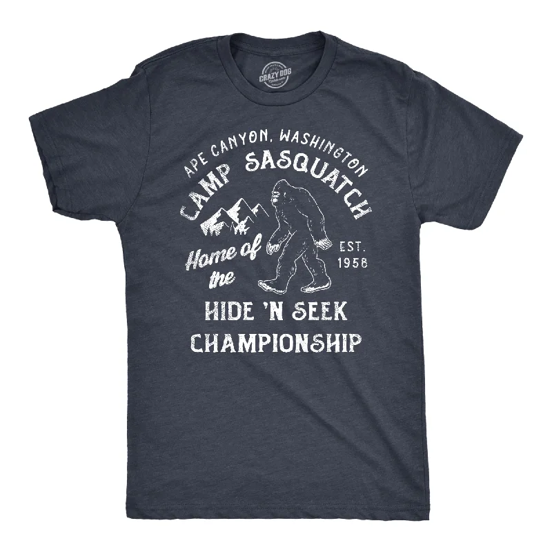 Men's TV show t-shirt-Camp Sasquatch Home Of The Hide And Seek Championship Men's T Shirt