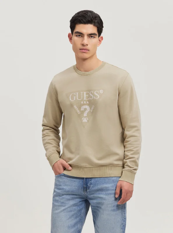 Men's football sweatshirt-Eco Beige Triangle Logo Jumper