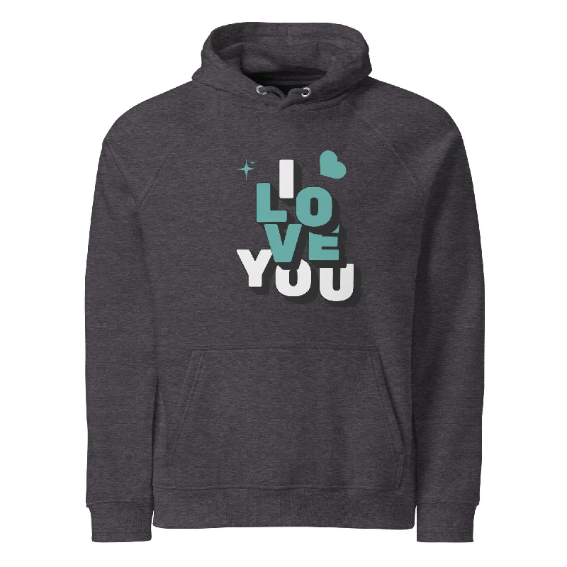 Men's breathable hoodie-I Love You Graphic Eco Raglan Hoodie