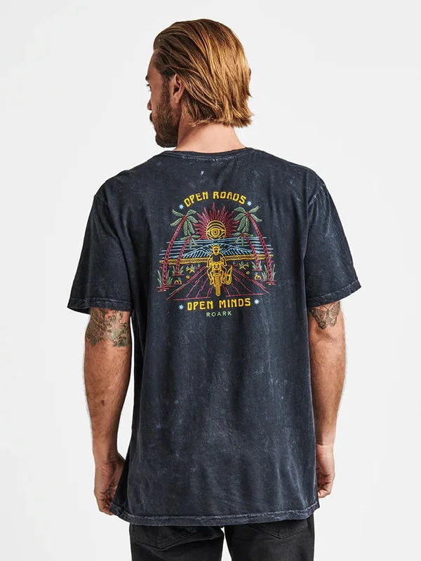 Men's travel t-shirt-Open Roads Mineral Wash Premium Tee