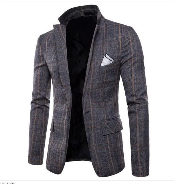 Men's ultra-comfortable windbreaker-Men's Blazer Striped Slim Fit Blazer