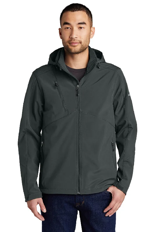 Men's fashion-forward utility coat-Eddie Bauer Mens Water Resistant Full Zip Hooded Jacket - Steel Grey