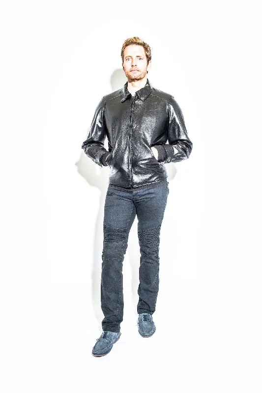 Men's adaptable raincoat-Men's Black Label Leather French Jacket