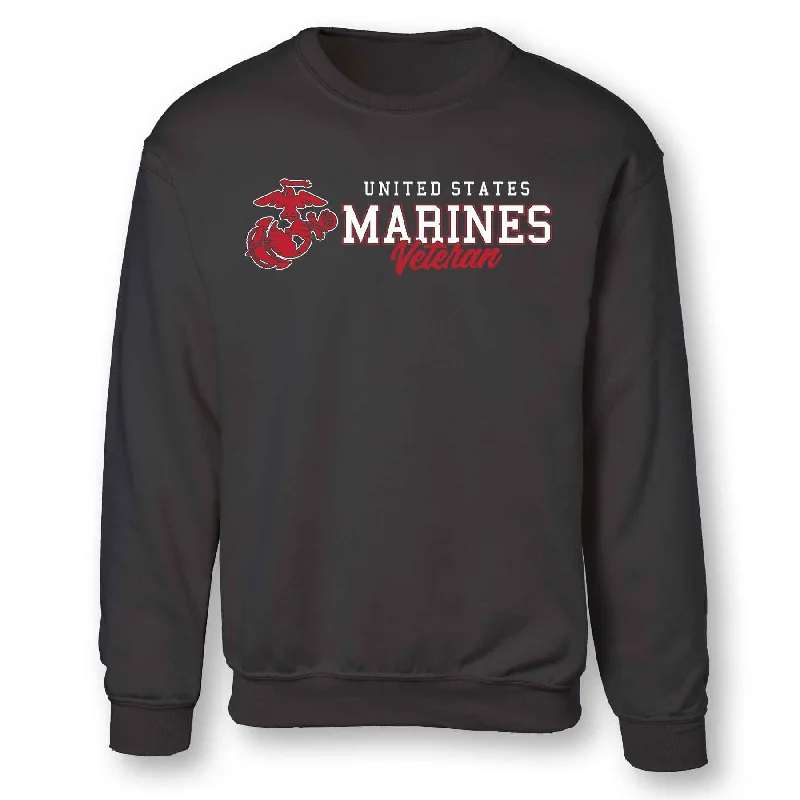 Men's waterproof sweatshirt-USMC Veteran Script Sweatshirt