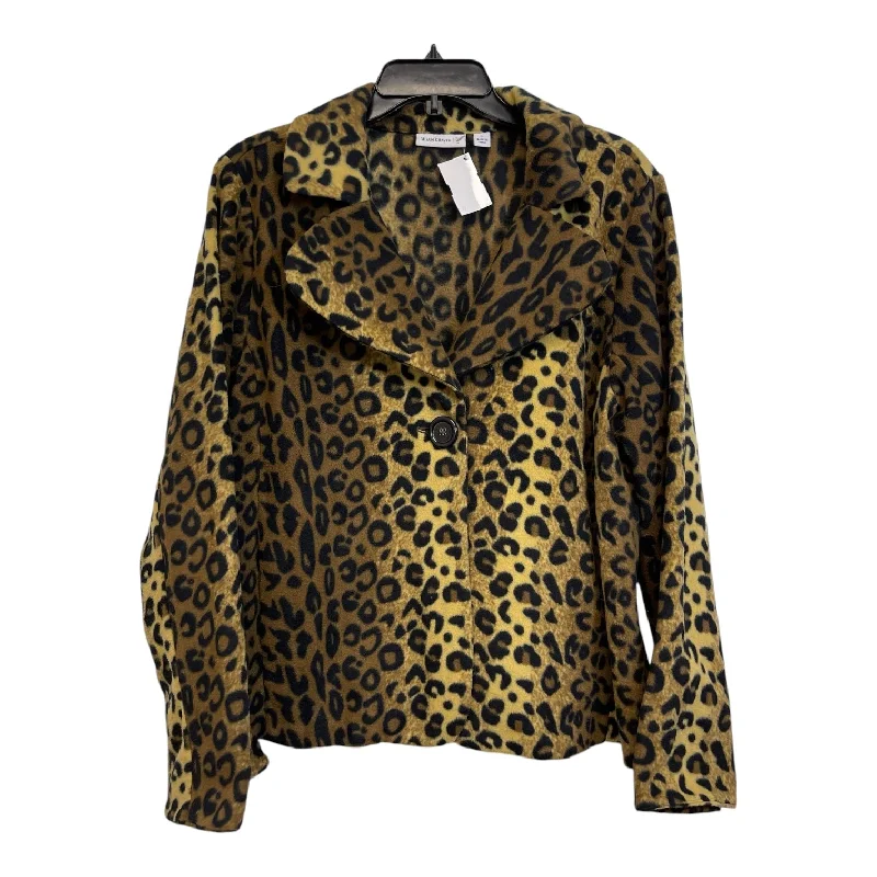 Men's organic leather jacket-Jacket Fleece By Susan Graver In Animal Print, Size: L