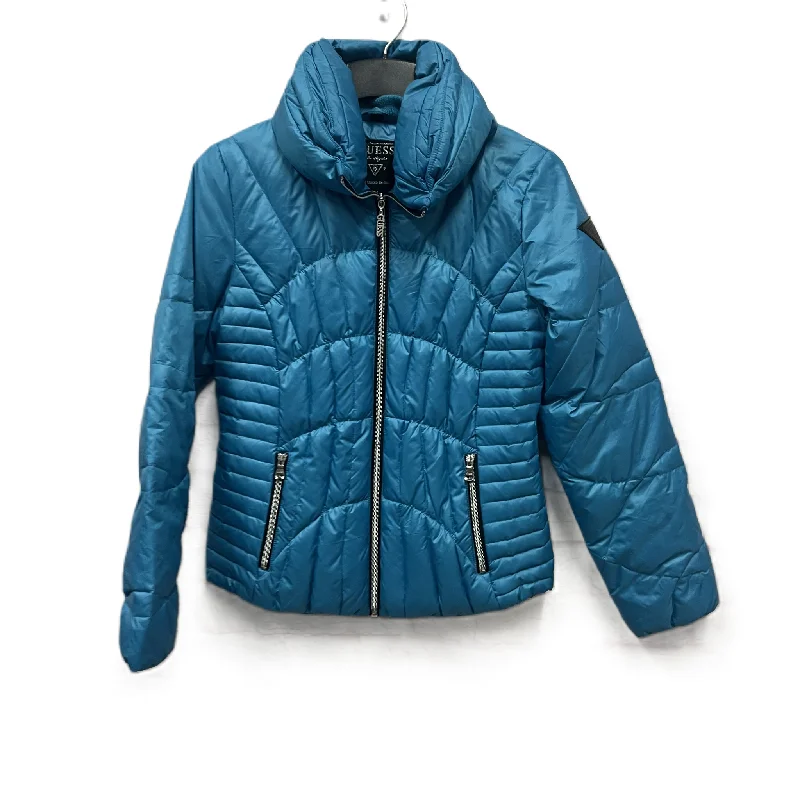 Men's breathable fleece jacket-Jacket Puffer & Quilted By Guess In Blue, Size: S