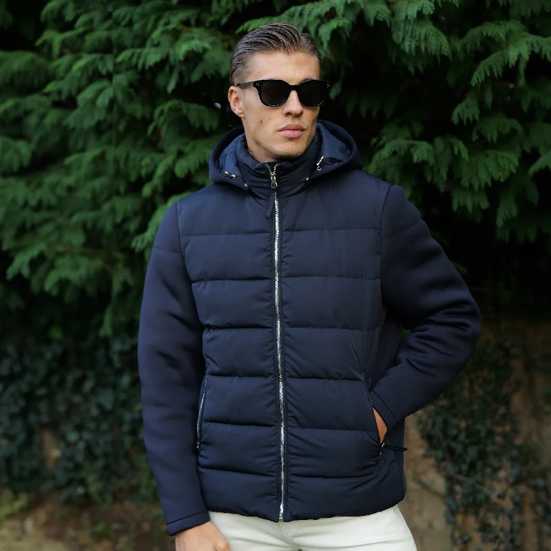 Men's sporty utility jacket-Davos Puffer Jacket Navy