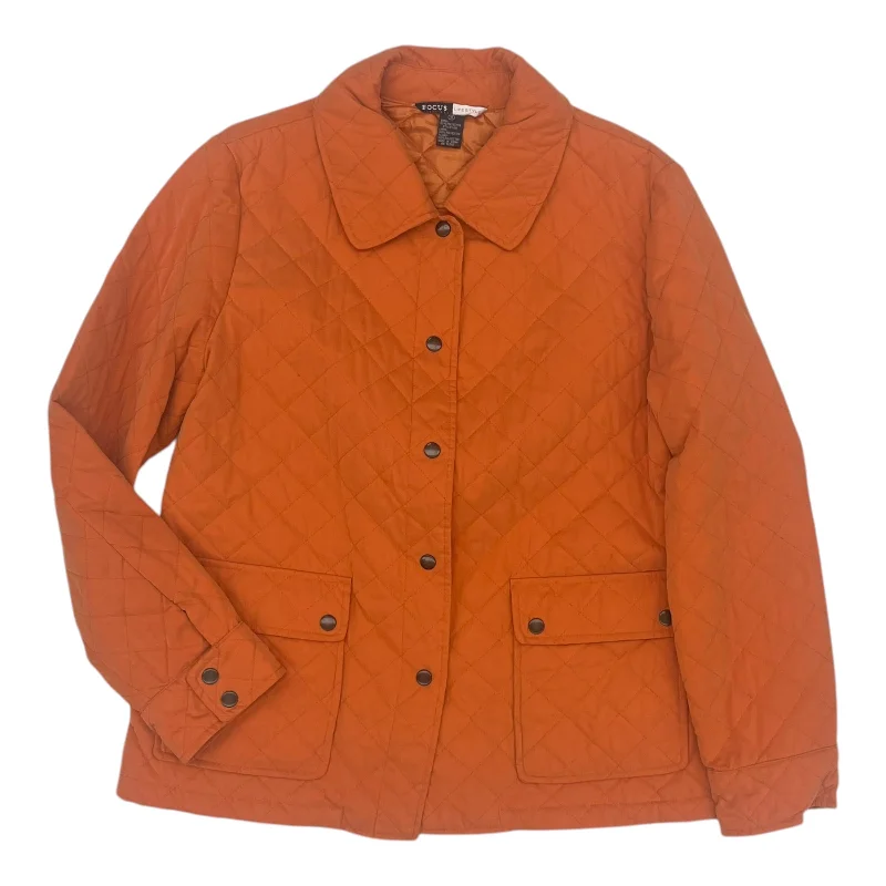 Men's fashionable fleece jacket-Jacket Puffer & Quilted By Focus In Orange, Size:M