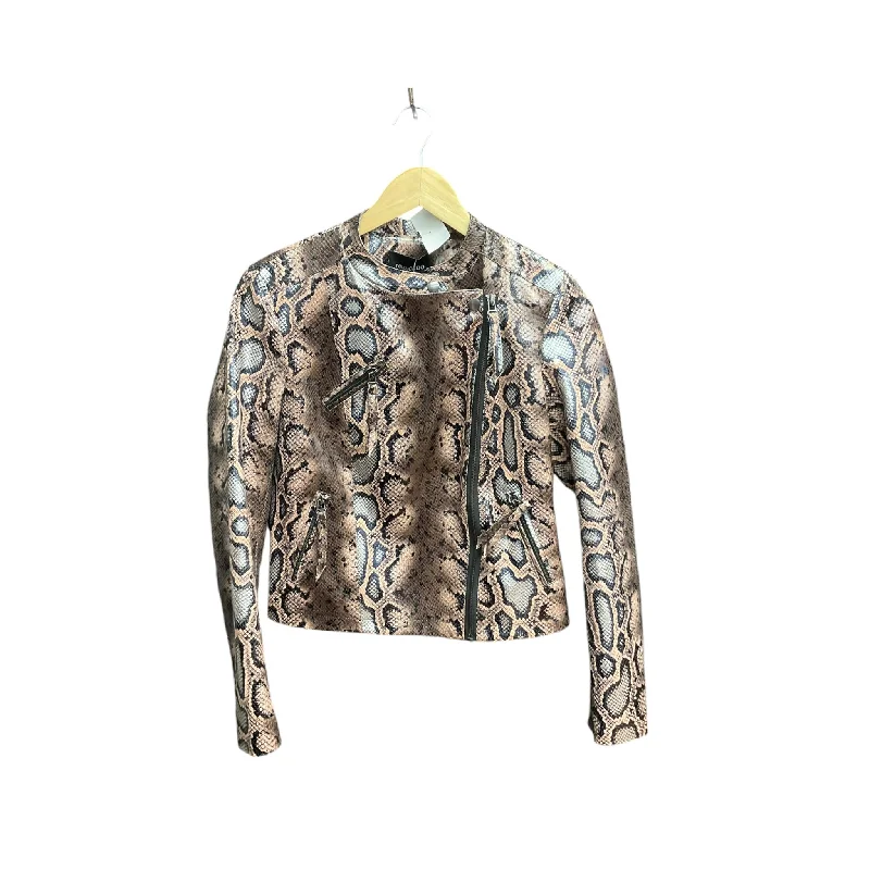 Men's adventure-ready windbreaker-Jacket Moto By Clothes Mentor In Snakeskin Print, Size: S