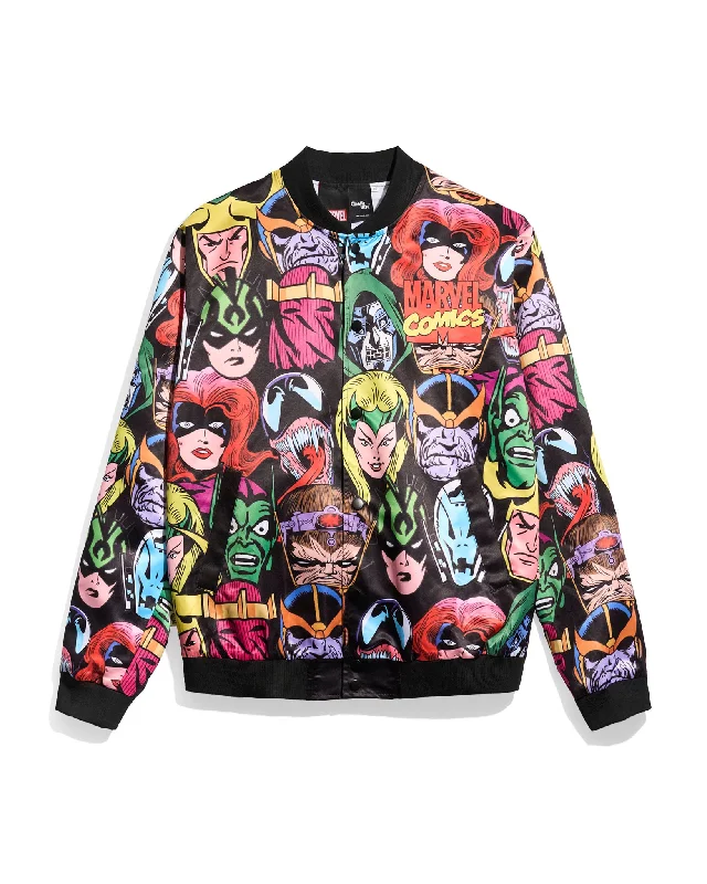 Men's fashion-forward utility coat-Marvel Comics Villains Heads Fanimation Jacket