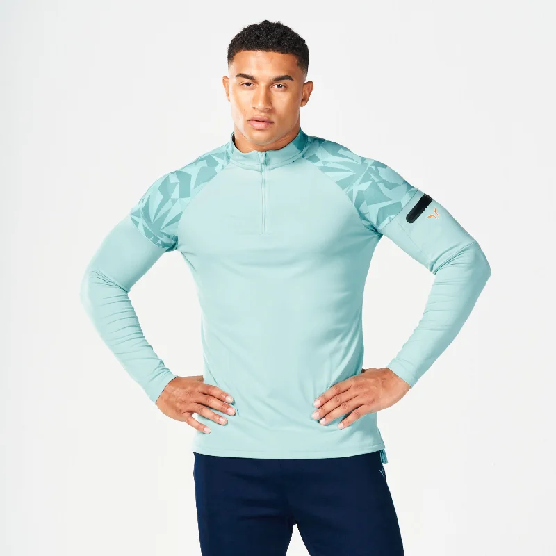 Men's dressy t-shirt-Evolve Running Top 2.0 - Canal Blue Print