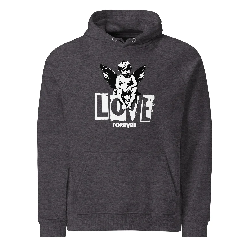 Men's wrinkle-resistant hoodie-Love Forever Graphic Eco Raglan Hoodie