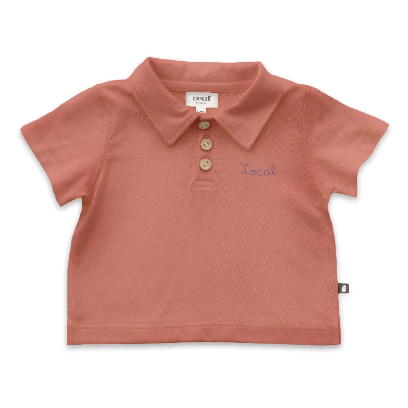 Men's performance gym polo shirt-Oeuf Polo Punch Pink