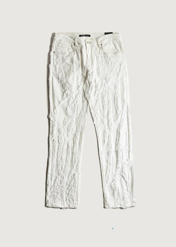 Men's fashion-forward work pants-Fuentes Straight Denim (White)