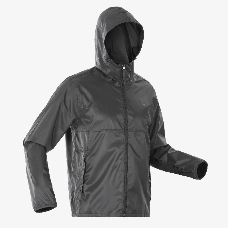 Men's high-stretch casual jacket-Quechua Men's Raincut Fullzip Waterproof Rain Jacket