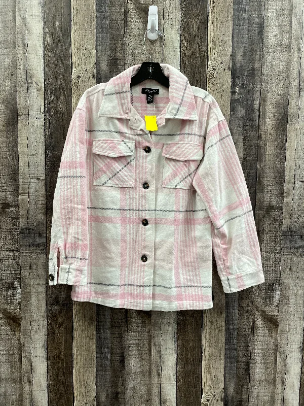 Men's fashion-forward field coat-Jacket Shirt By Cme In Pink & White, Size: M