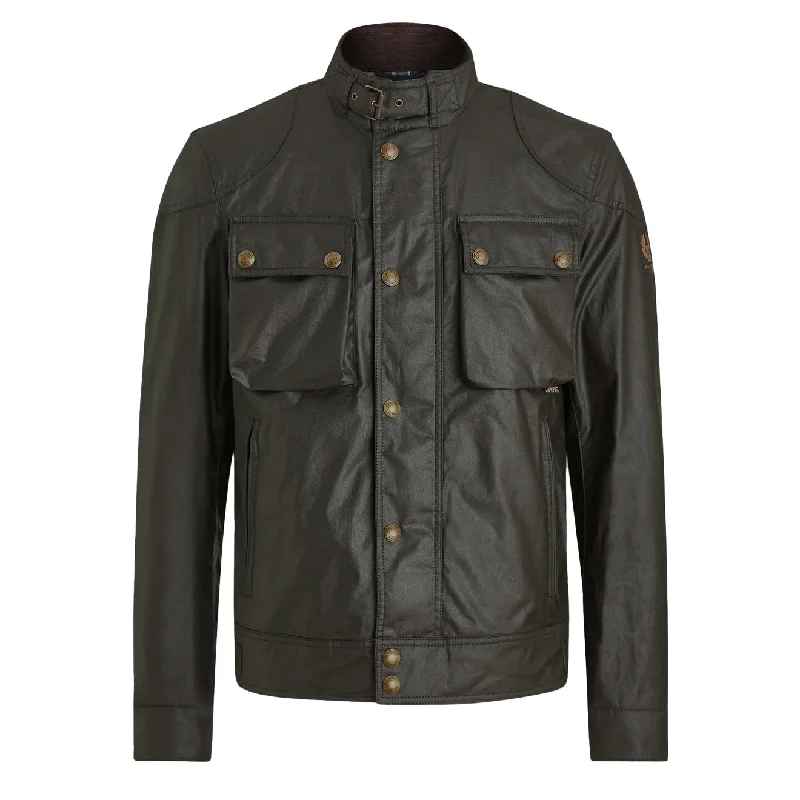 Men's weather-resistant trench coat-Belstaff Racemaster Jacket Faded Olive