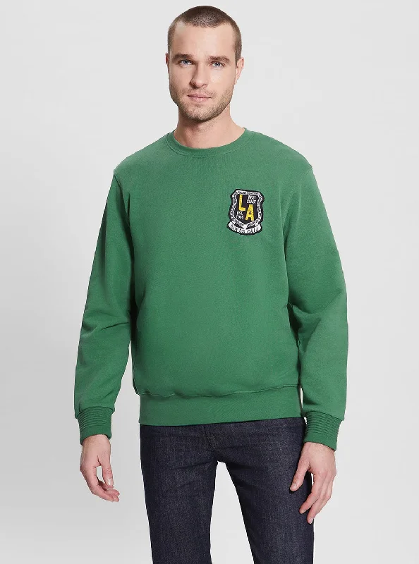 Men's high-end sweatshirt-Green Yustin Logo Embroidered Jumper