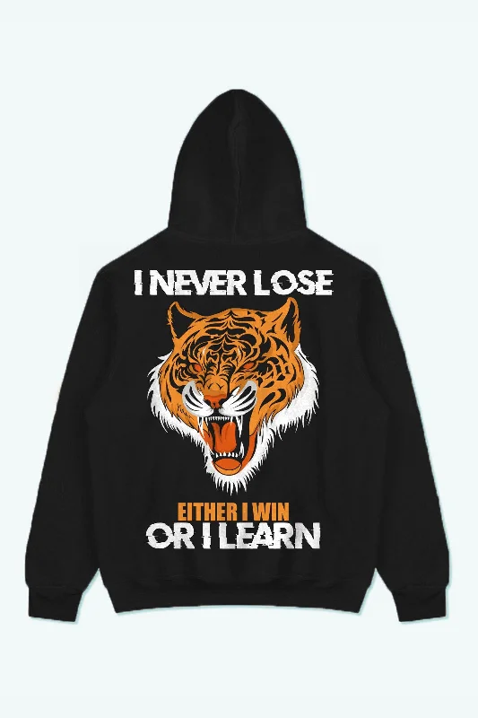 Men's lightweight hoodie-I NEVER LOSE ROAR HOODIE (BLACK)