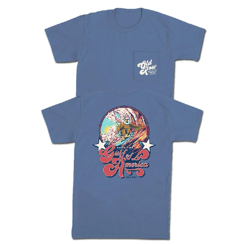 Men's patterned t-shirt-Surf The Gulf Of America Pocket Tee