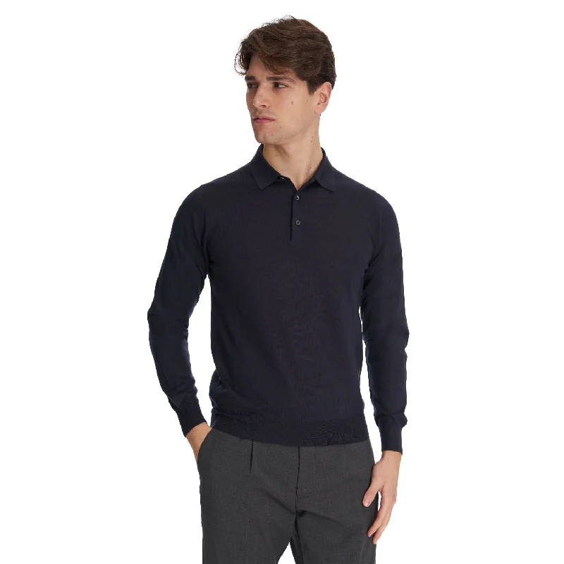 Men's tech-inspired office polo shirt-DARK BLUE POLO SHIRT