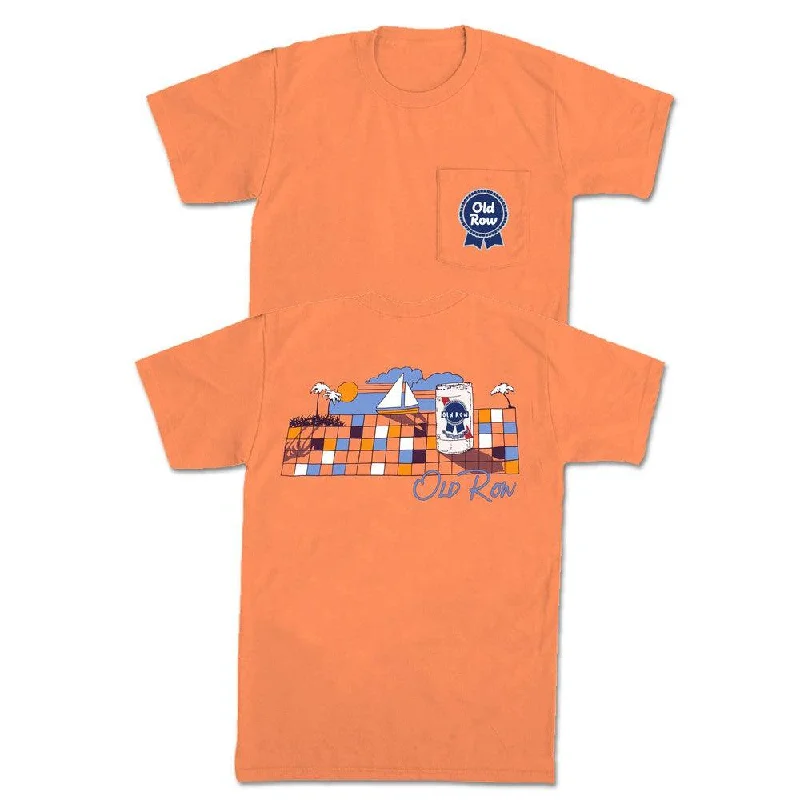 Men's vacation t-shirt-Ribbon Beer Sailing Pocket Tee