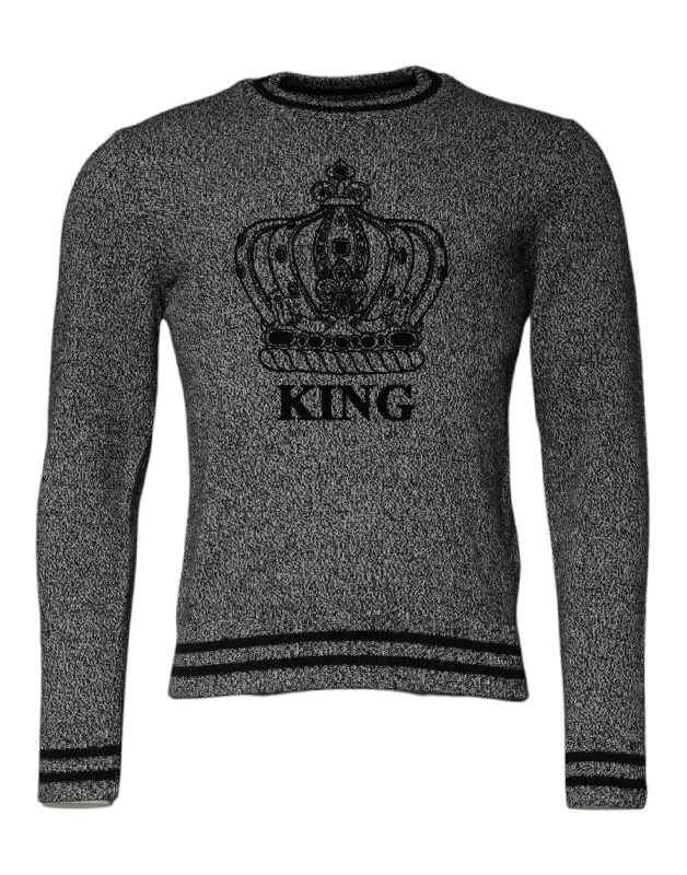 Men's training sweater-Dolce & Gabbana Crown King Cashmere Pullover Men's Sweater