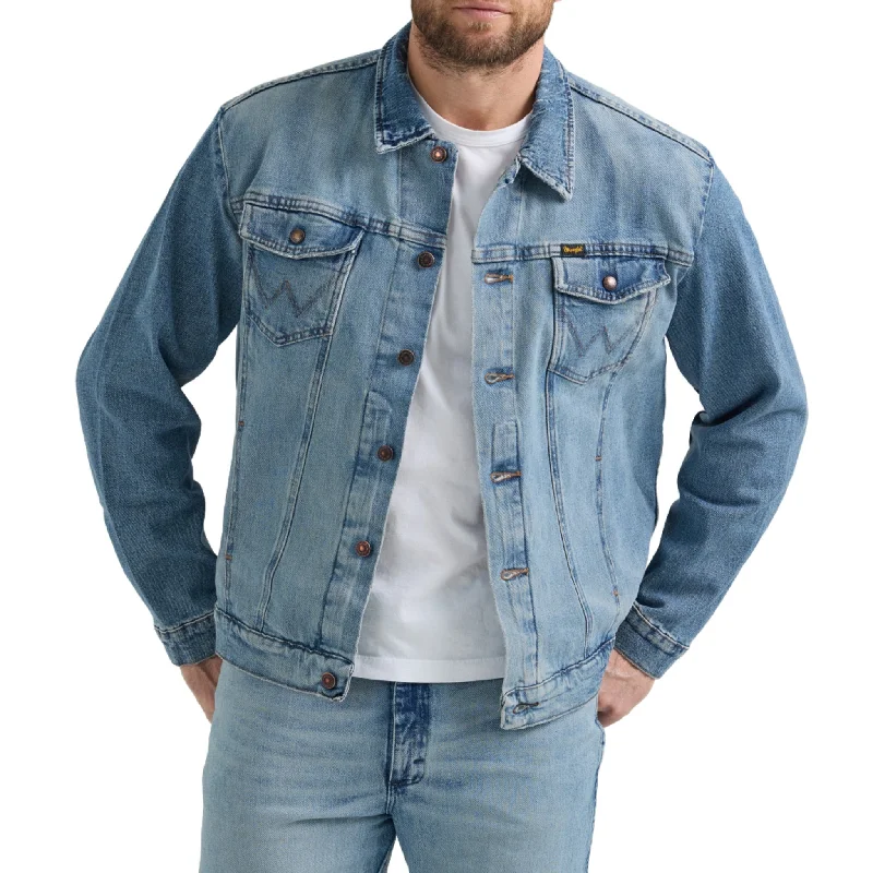 Men's wrinkle-free utility jacket-Wrangler Men's Antique Blue Denim Jacket