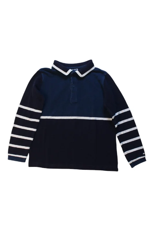 Men's summer casual wear polo shirt-Jacadi Stripe Long Sleeve Polo 6T