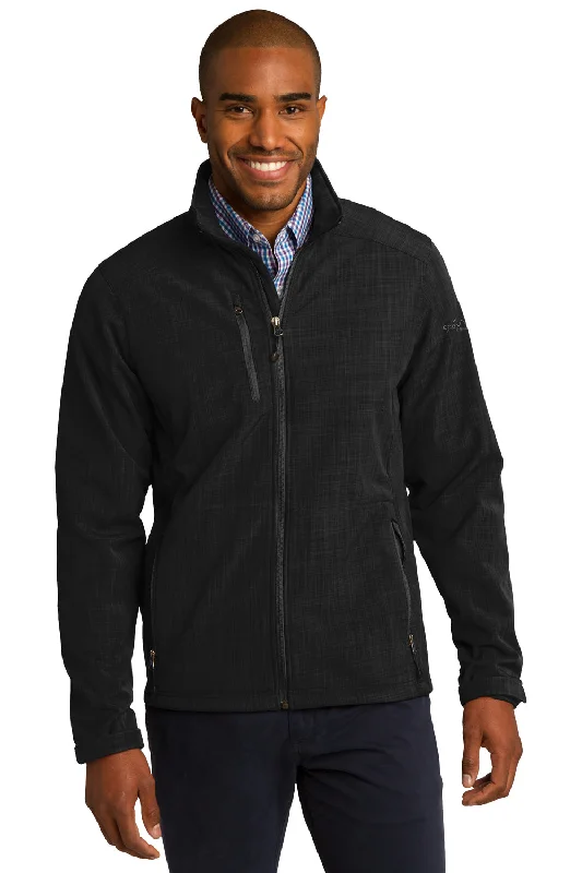 Men's sustainable bomber coat-Eddie Bauer Mens Shaded Crosshatch Wind & Water Resistant Full Zip Jacket - Black