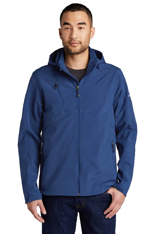 Men's relaxed fit trench coat-Eddie Bauer Mens Water Resistant Full Zip Hooded Jacket - Admiral Blue