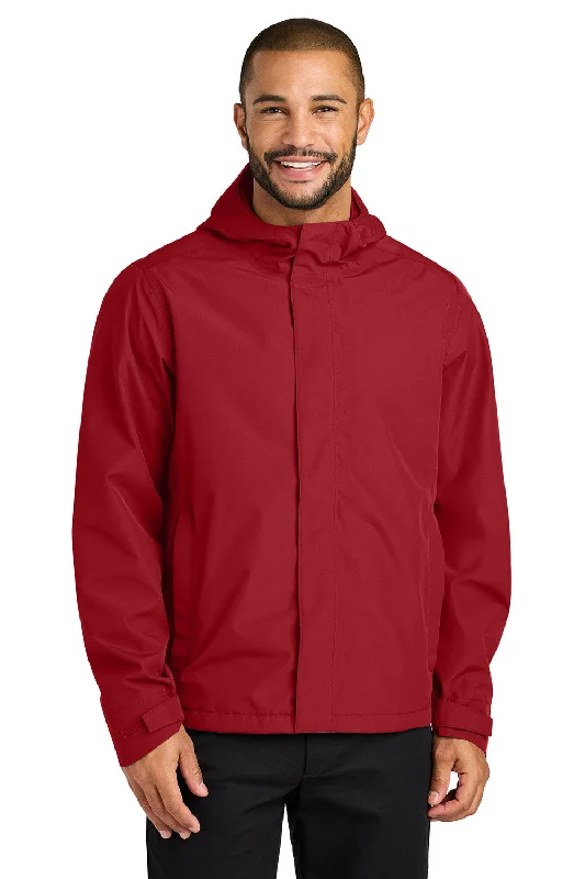 Men's performance fleece jacket-Port Authority Mens C-FREE Water Resistant Full Zip Hooded Rain Jacket - Rich Red - New